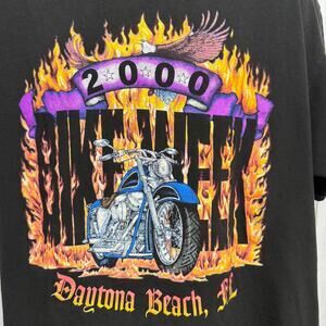 Bike Week Daytona Beach 2000 T Shirt Eagle Motorcycle Flames Size XL